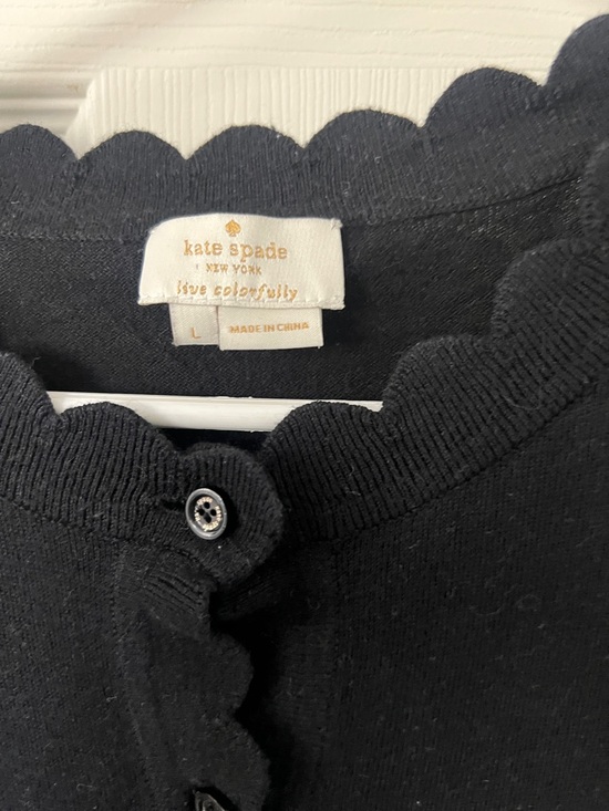 kate spade scallop-edge black light weight cardigan sweater - Picture 5 of 7